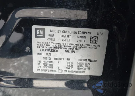 2020 Chevrolet Trax Fwd Ls from USA, damaged, VIN KL7CJKSB7LB056785